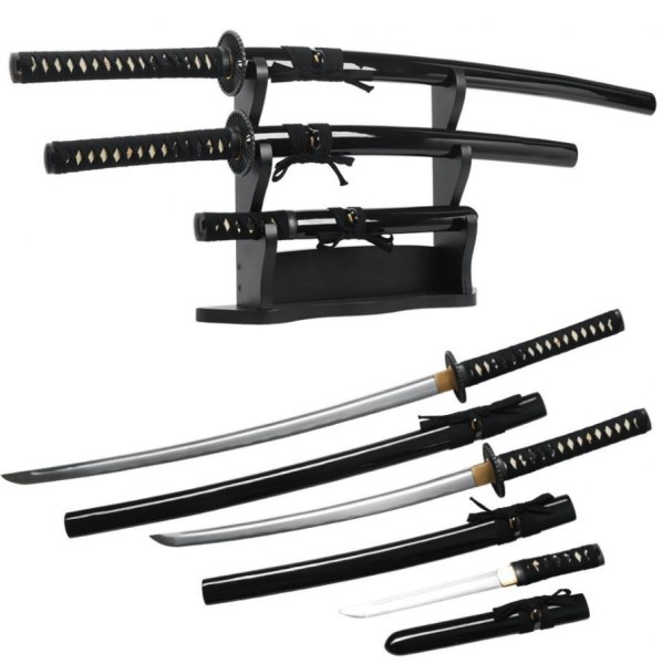 Letzter Samurai Schwerter Set schwarz