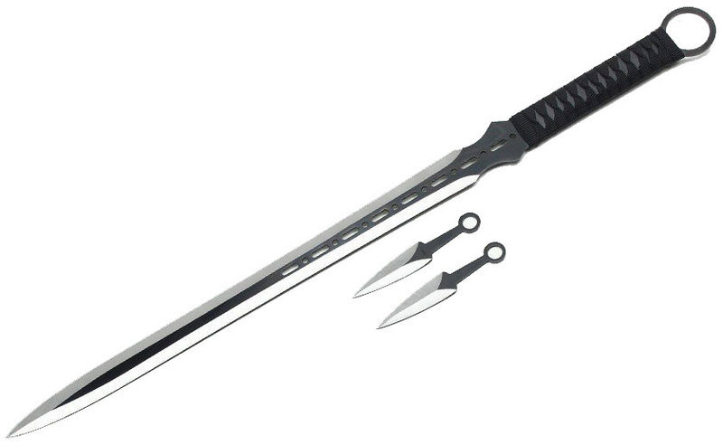 mit 2 Kunai ca Jaschigo Ninja Schwert Tanto 15,5 cm und kostenloser Nylon-Schwerttasche 